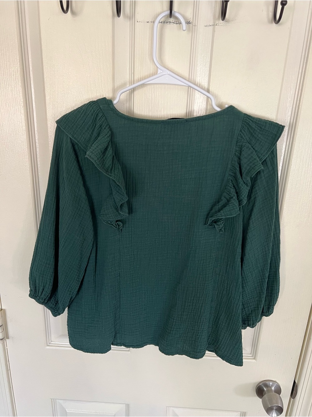 Evereve Cotton Gauze Peasant Blouse Puff Sleeve Medium - Picture 7 of 7